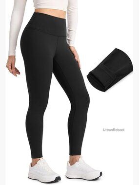 Thermal Fleece Lined Leggings 28 Inch High Rise Yoga Pants Winter Warm